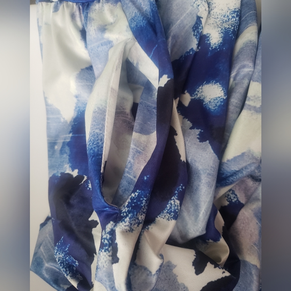 Ouges Short Sleeves V-Neck Blue/White Floral Maxi… - image 8